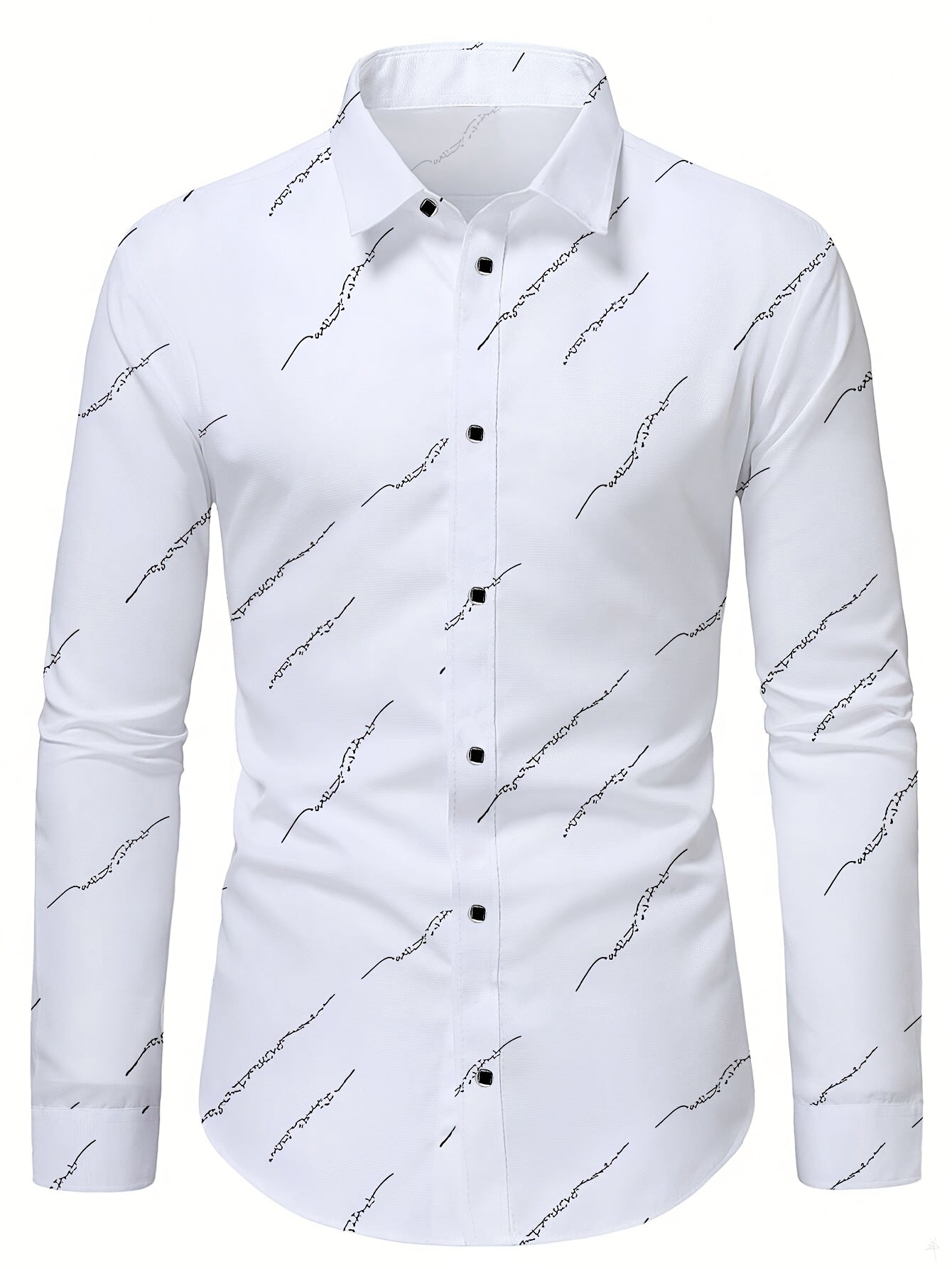 Men's Polyester Ditsy Floral Skinny Shirt with Lapel Collar