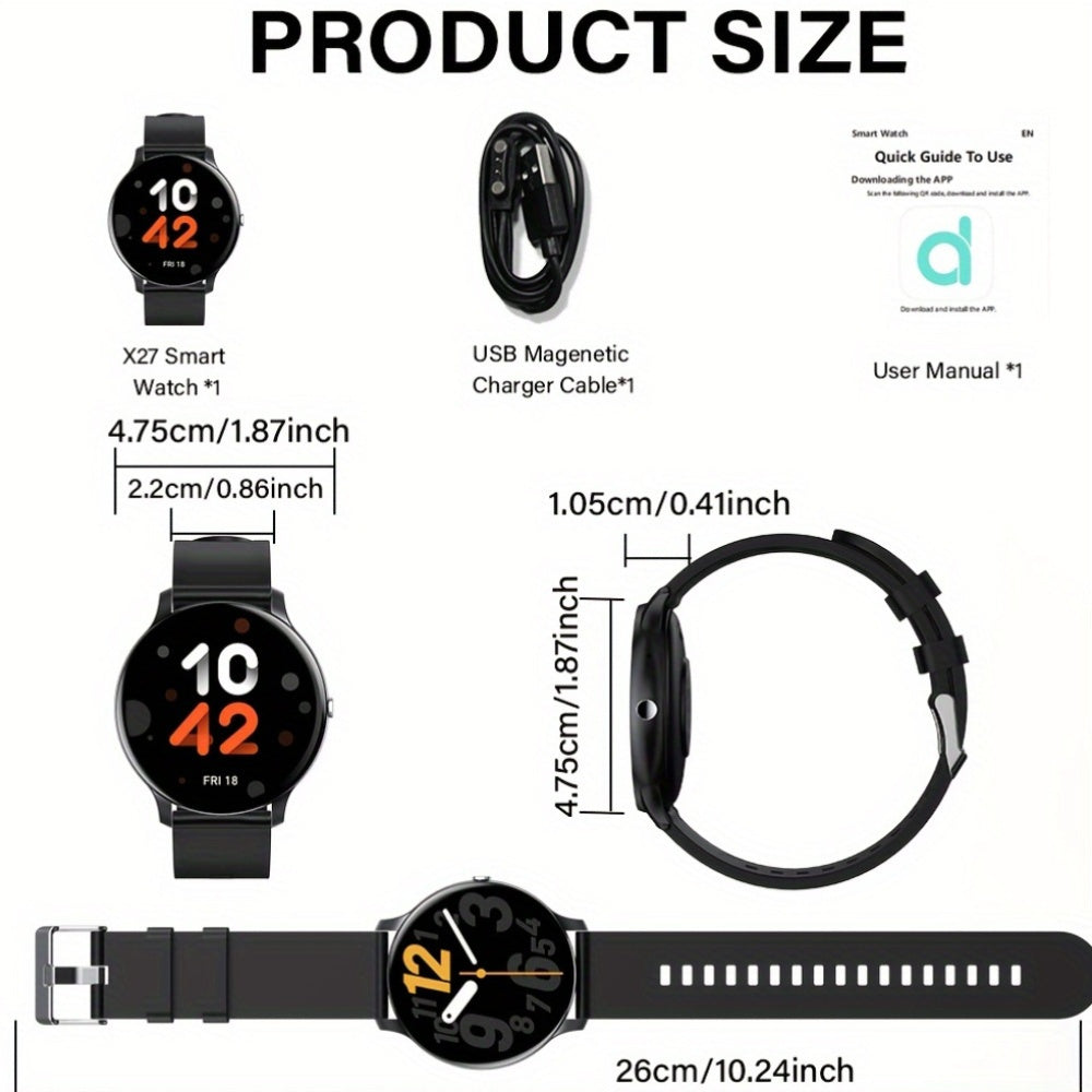 IP68 Водонепроницаемые умные часы с 1,46-дюймовым сенсорным экраном, монитором сна, шагомером, управлением музыкой для Android и iOS