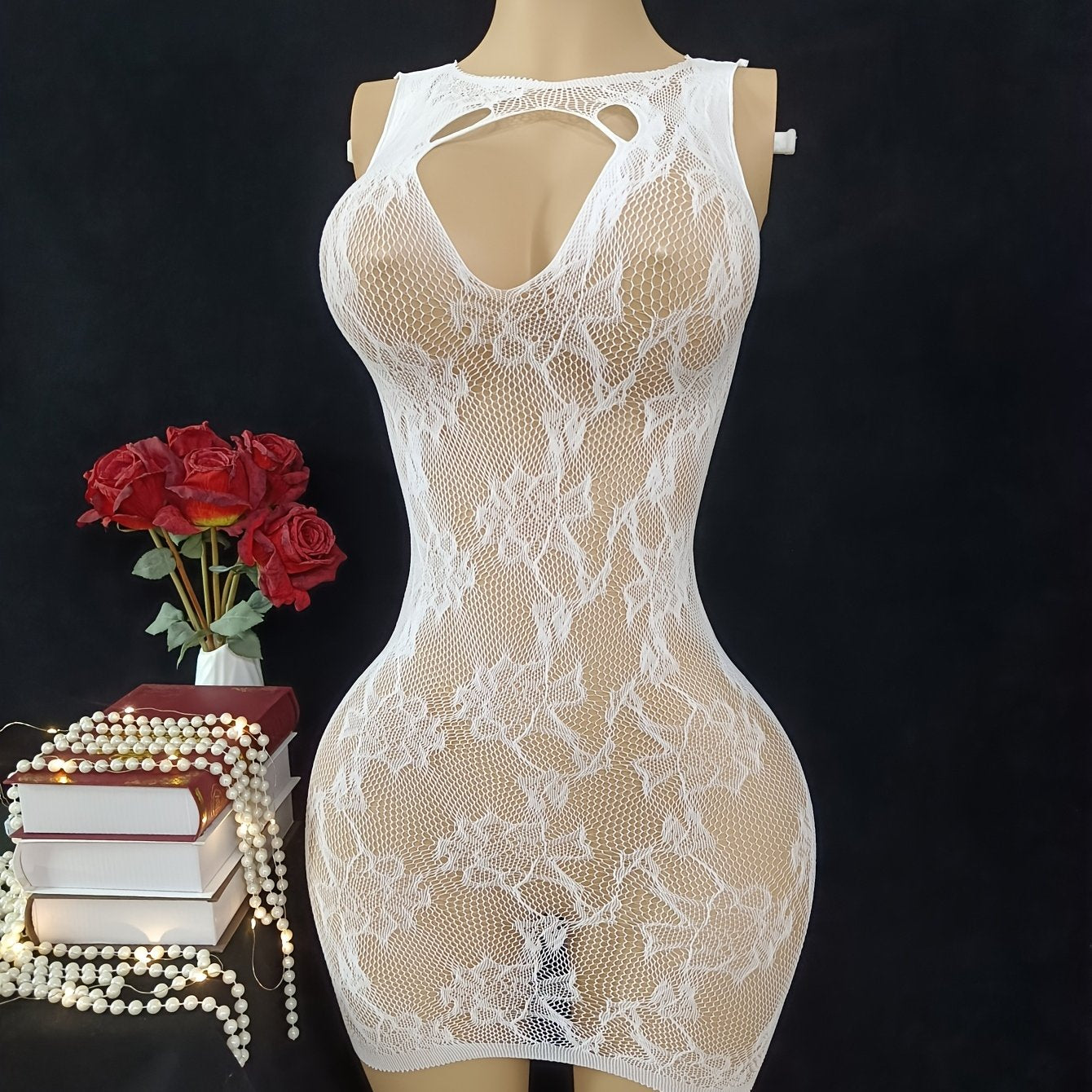 Vestido de lencería de red para mujer, malla sexy, body, vestido de playa, talla única