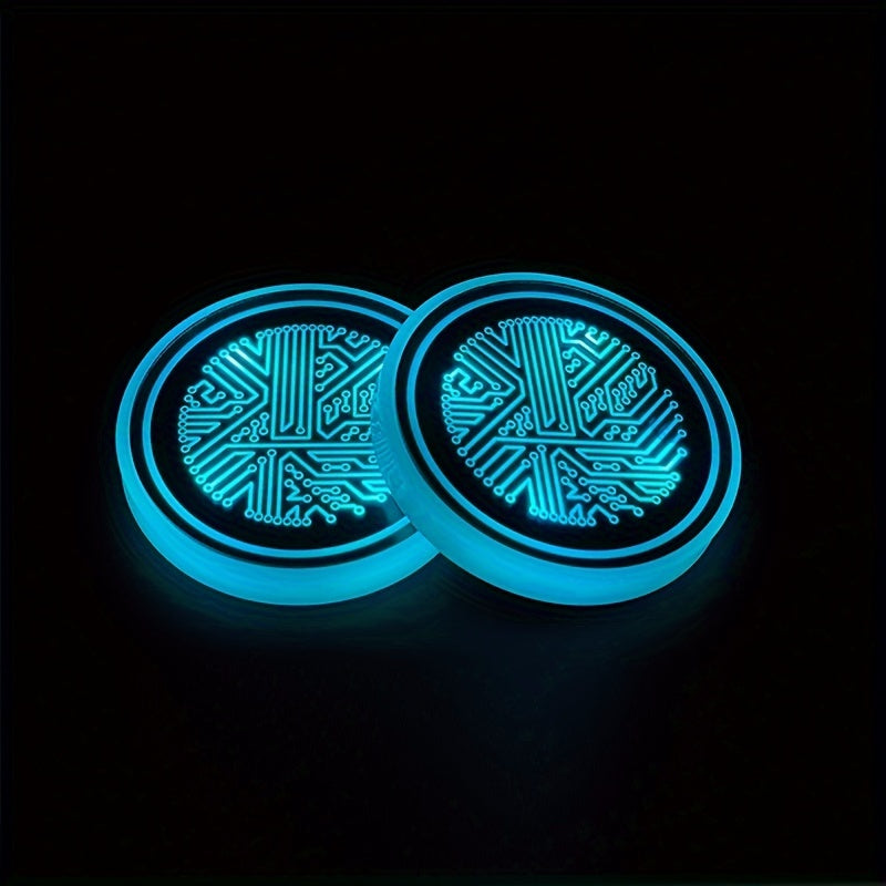 LED Car Cup Holder Neon Light Intelligent Sensing Colorful Atmosphere Light with 7 Colors