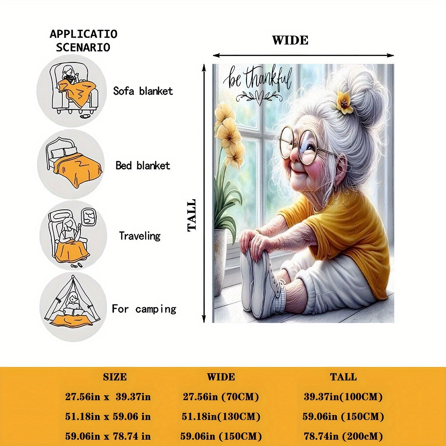 All-Season Cozy Printed Blanket for Grandma and Women Soft Polyester Flannel