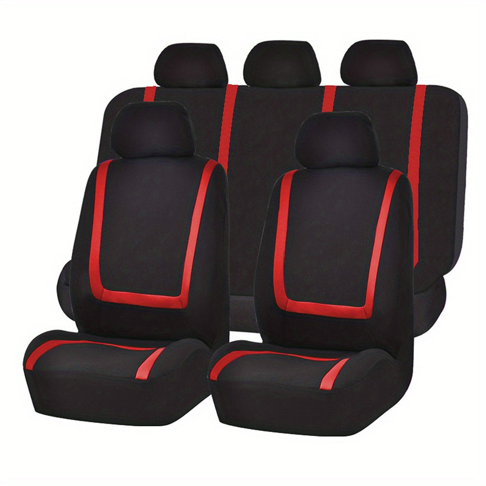 Universal 5-Seat Car Seat Cover Set Soft Breathable Polyester
