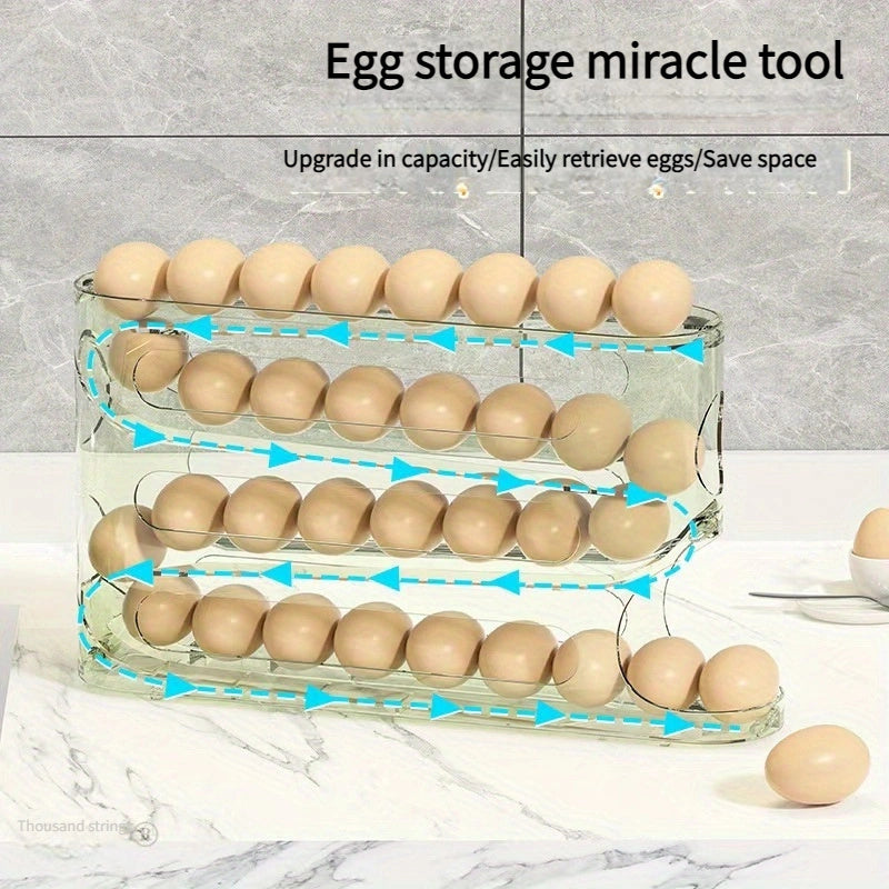 Refrigerador soporte para huevos de 4 capas caja de almacenamiento automática rodante blanco