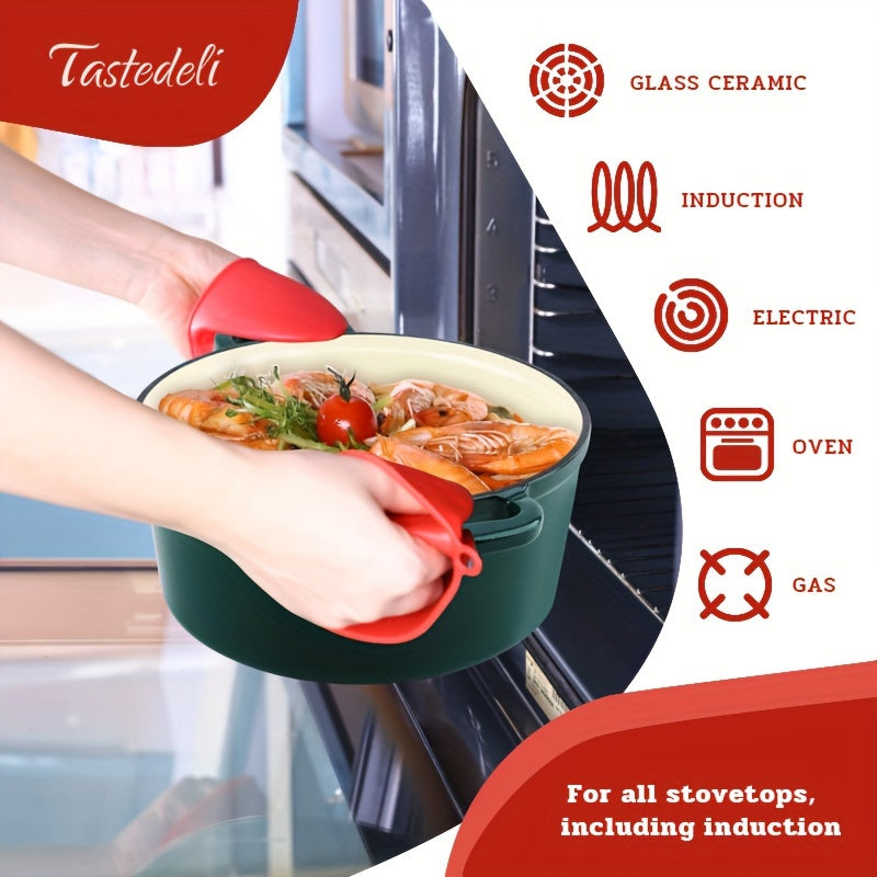 Кастрюля-утятница Tastedeli объемом 4,7 литра из эмалированного чугуна идеально подходит для приготовления, выпечки и подачи.