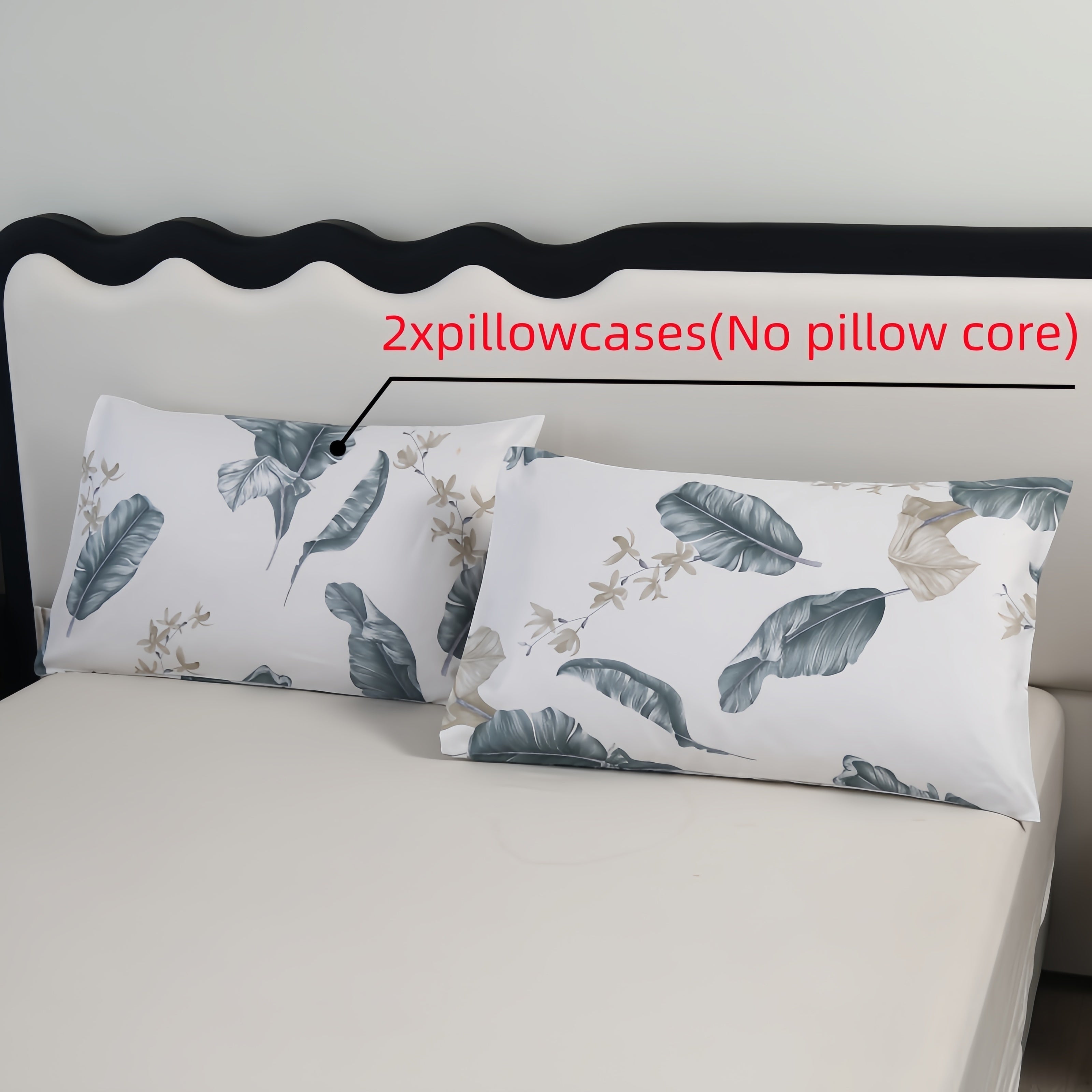 Funda de almohada de jacquard floral de poliéster de 2 unidades, impresión en pantalla plana, ropa de cama suave y de felpa