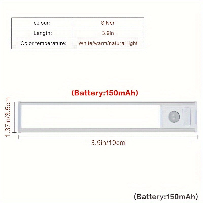 LED Motion Sensor Cabinet Lights Rechargeable USB Battery Powered for Home Use