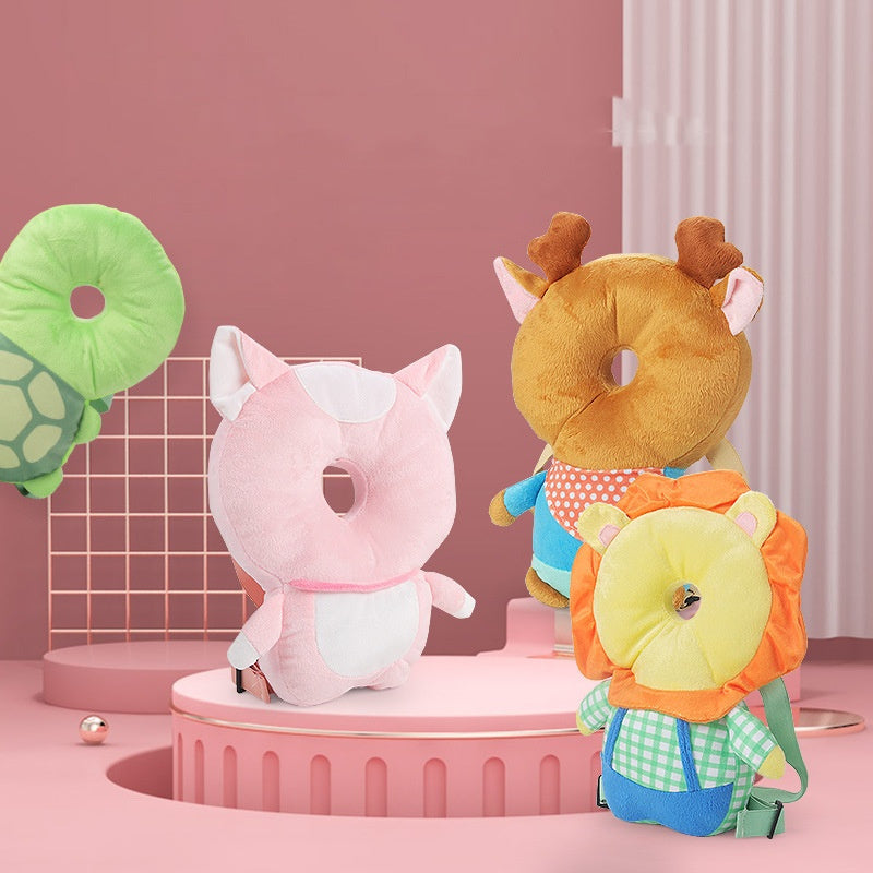 Adjustable Cartoon Animal Plush Toy Cushion Backpack Pillow for Kids Yellow Green Pink