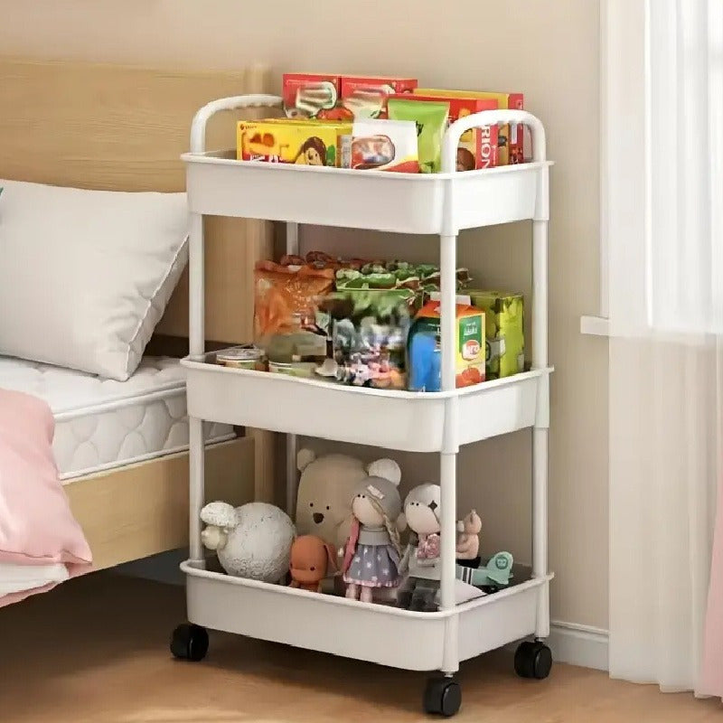 White Rolling Storage Cart 3-Tier Organizer for Kitchen, Bedroom, Bathroom
