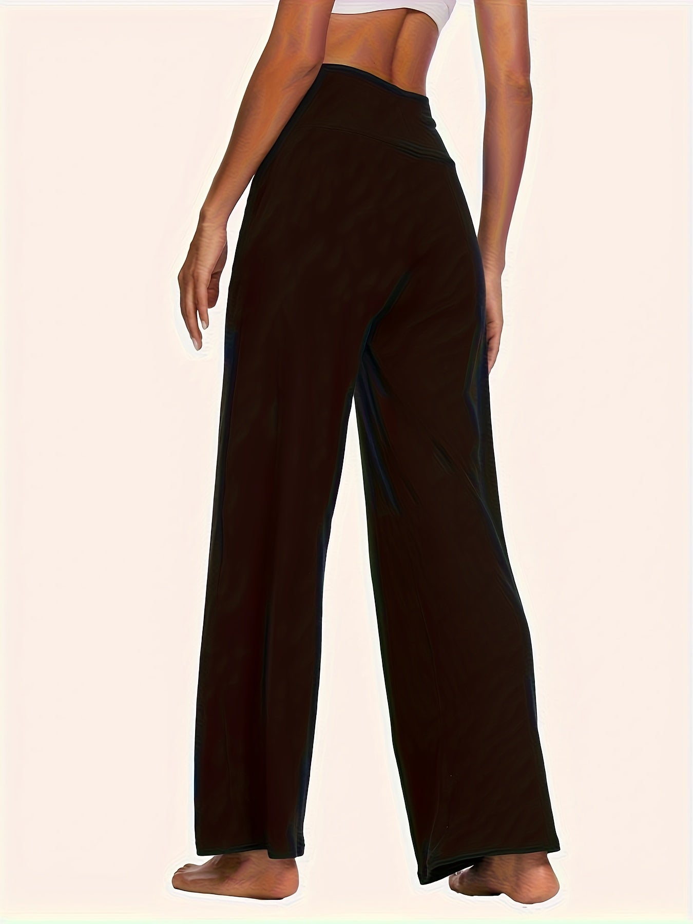 Plus Size Wide Leg Pants Women High Waist Stretchy Polyester Spring Fall