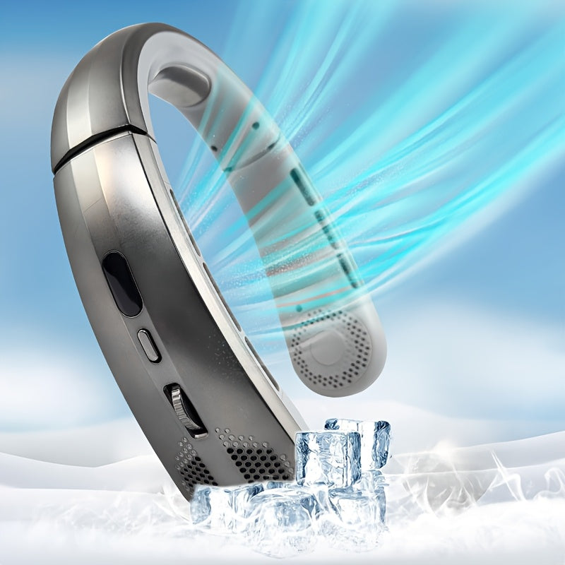 Bladeless Neck Fan USB Rechargeable with LED Display 100 Speed Settings Outdoor Comfort