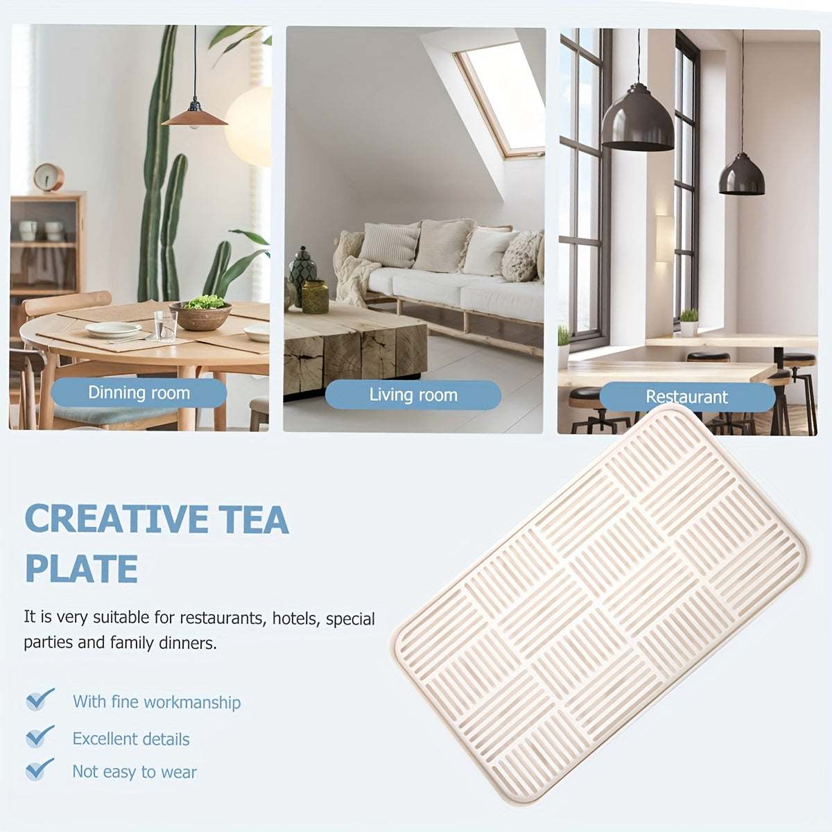 Estera de silicona beige para secar platos con relieves elevados, plegable, resistente al calor, absorbente y organizador de cocina