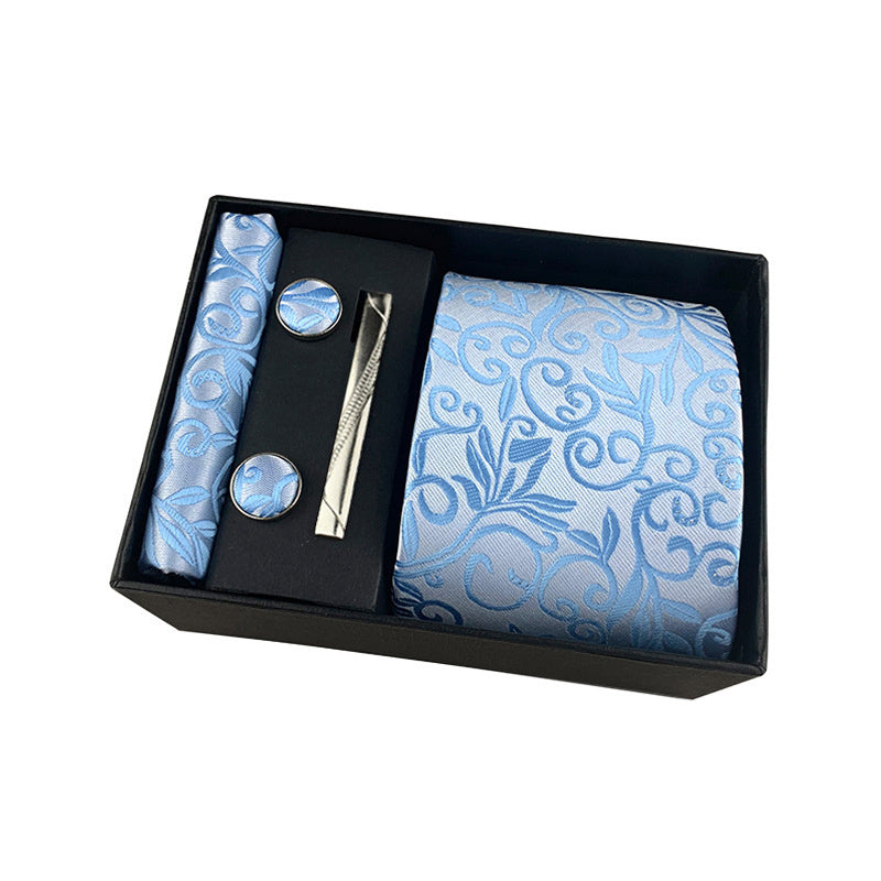 Мужской черный галстук с пейсли, комплект с квадратным шарфом, запонками и зажимом для галстука