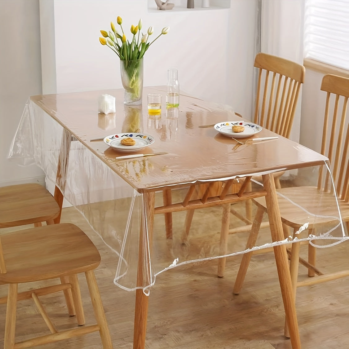 Vinyl Tablecloth Clear Diamond Pattern Waterproof Heat Resistant Scratch Resistant Easy to Clean