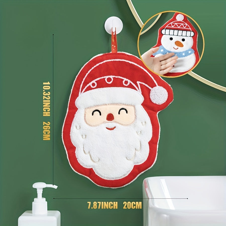 Christmas Themed Quick-Dry Hand Towel Thick Breathable Festive Design