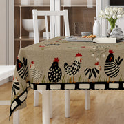 Rustic Farmhouse Style Table Cover with Rooster Pattern Stain Resistant Non-slip Wrinkle Resistant