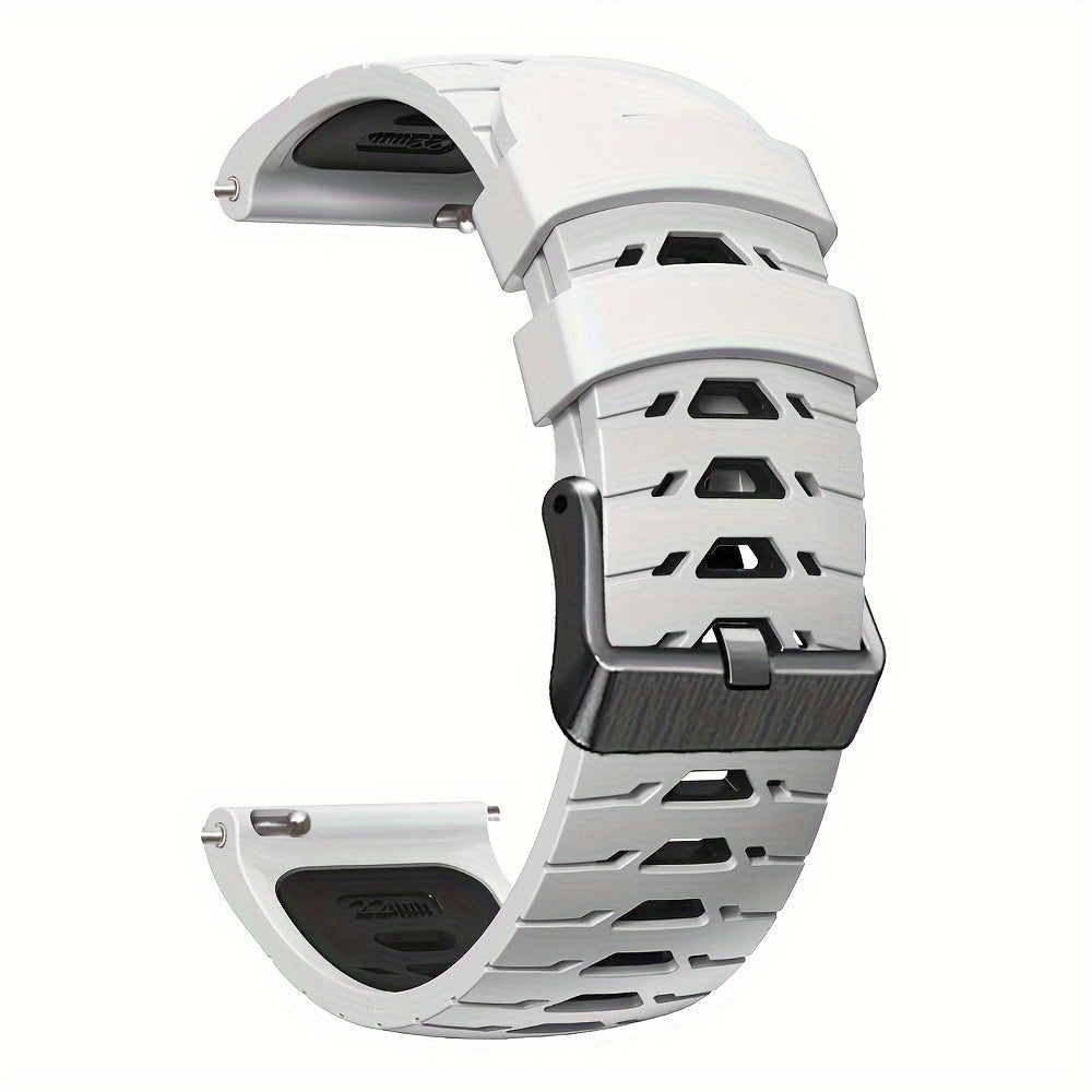 22mm Two-Tone Silicone Smart Watch Strap Breathable Adjustable Replacement for Sports Watches