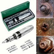 13Pcs Hex Impact Screwdriver Set with Metal Handle, Multi-Function Shock Includes Bits and Chisel
