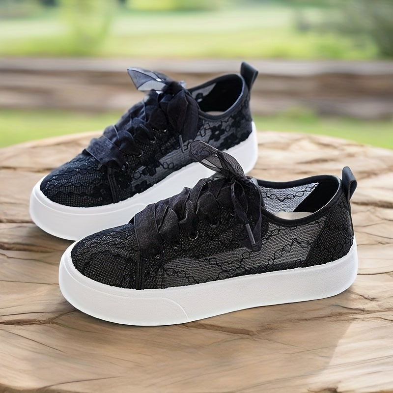 Women'S Breathable Mesh Sneakers Casual Running Shoes Black White Lightweight