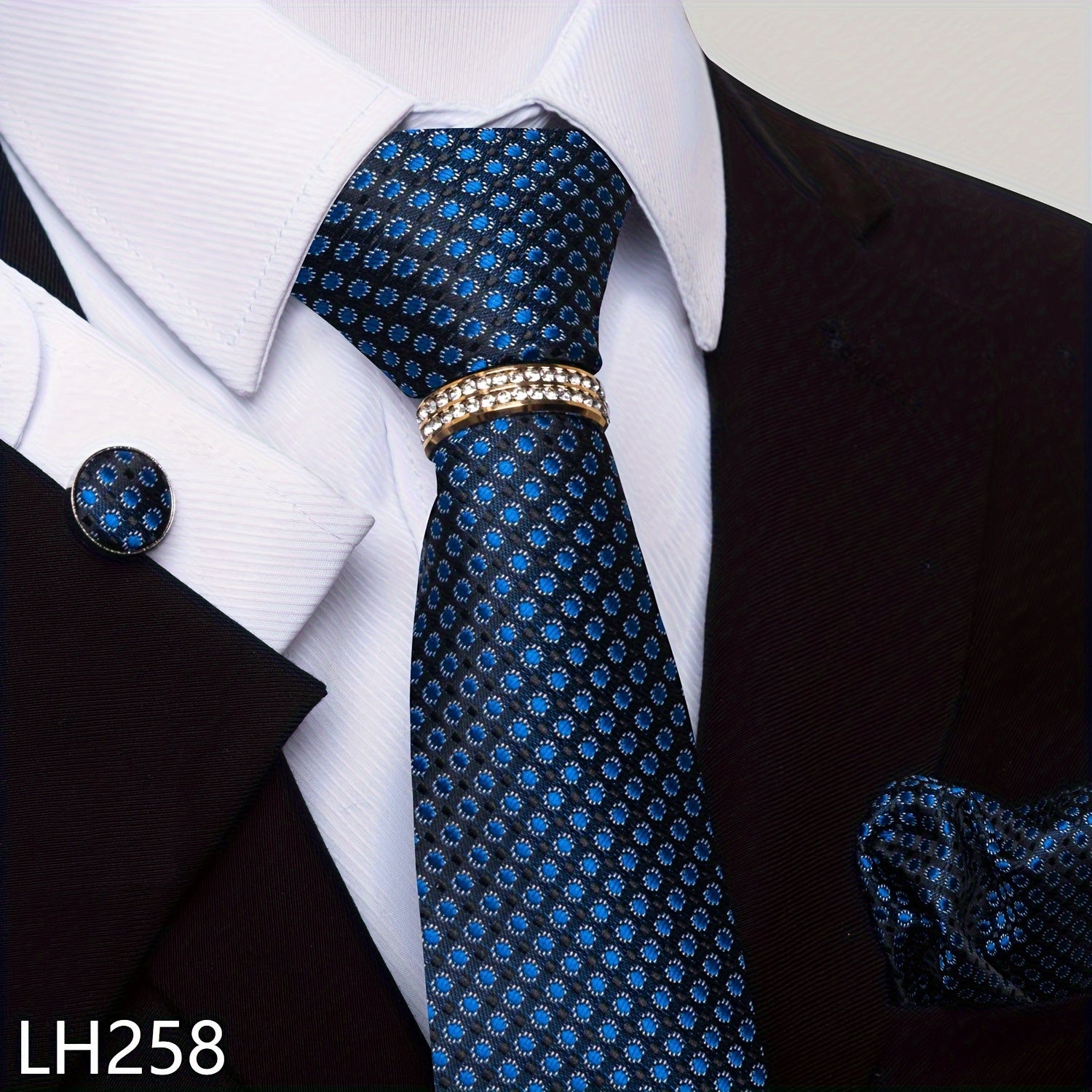 Men's Fashion Accessories Set Tie Pocket Square Handkerchief Cufflinks for Weddings Parties Business
