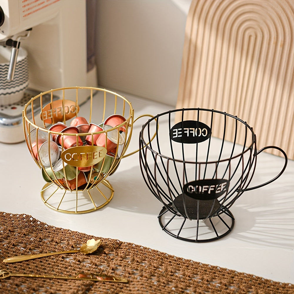 Modern Iron Coffee Pod Holder Basket Nordic Style Capsule Stand Multipurpose Organizer Black