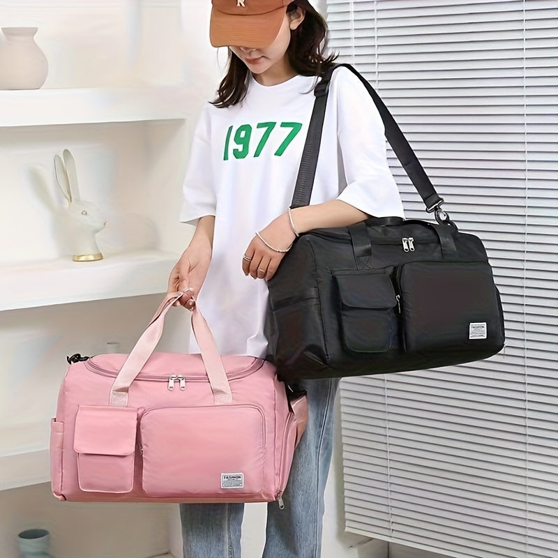 Sports Fitness Bag with Wet Dry Separation Oxford Cloth Travel Handbag Black