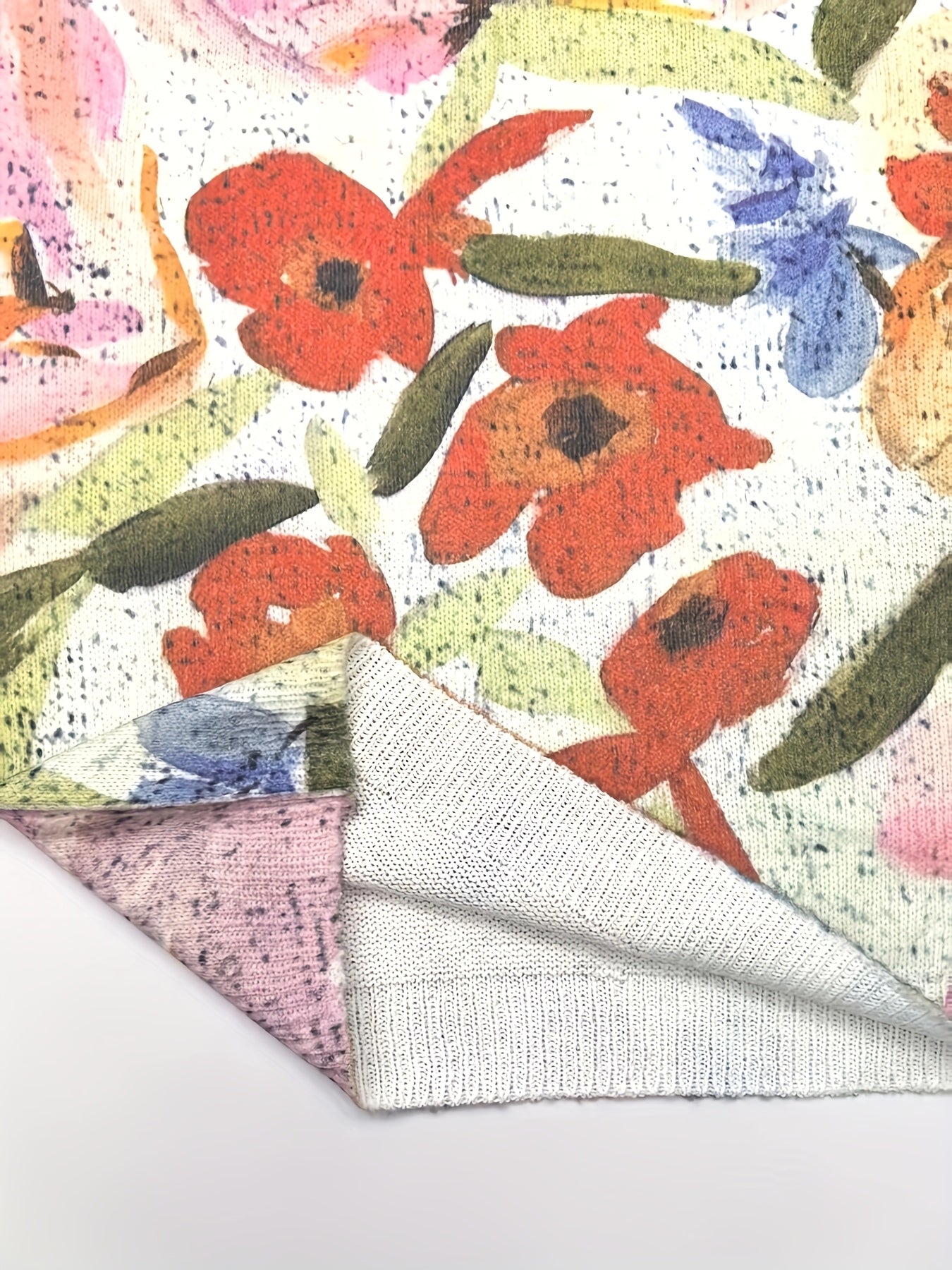 Suéter de punto ligero con escote en V y estampado floral para mujer, ideal para primavera y otoño