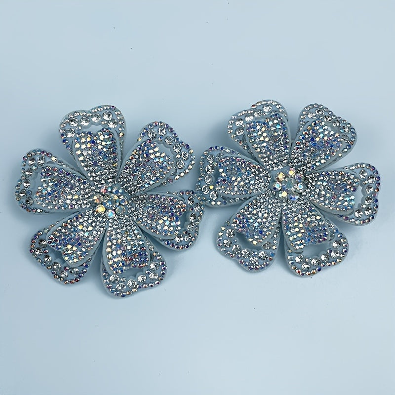 Girls Shoe Clips 2pcs Double Layer Flower DIY Accessories for Shoes and Clothing