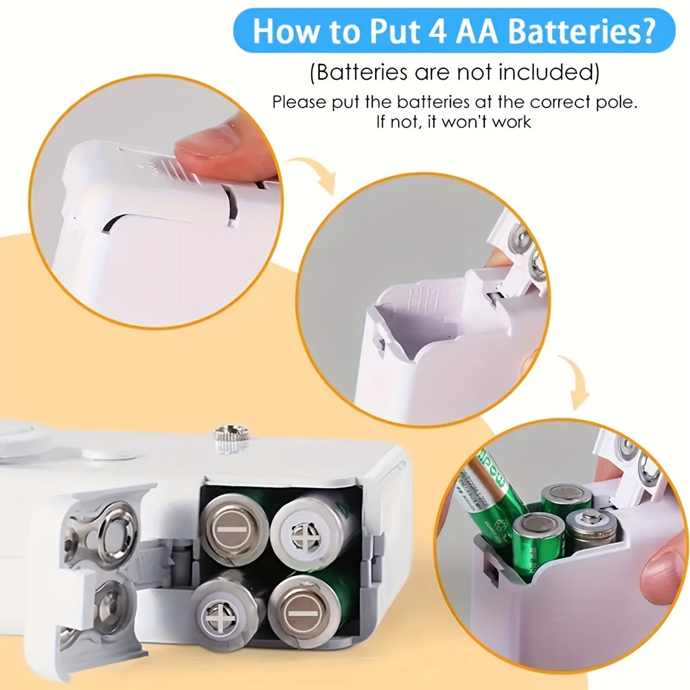 Портативная ручная швейная машина для ткани и одежды, белая, работает на батарейках