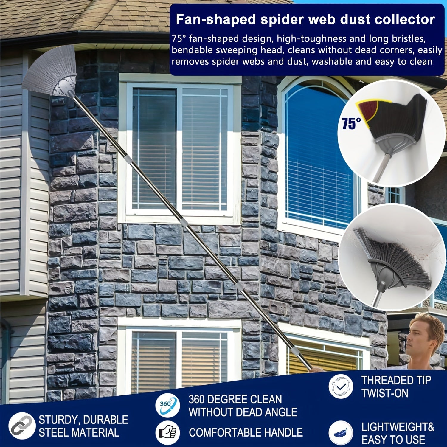 20-Foot Extendable Duster Set with Microfiber Brush for Ceiling Fans and Furniture