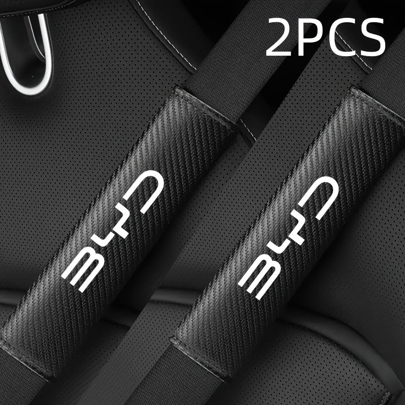 2 Pcs Car Seat Belt Shoulder Pads PU Leather Carbon Fiber Style Cushion for Comfort