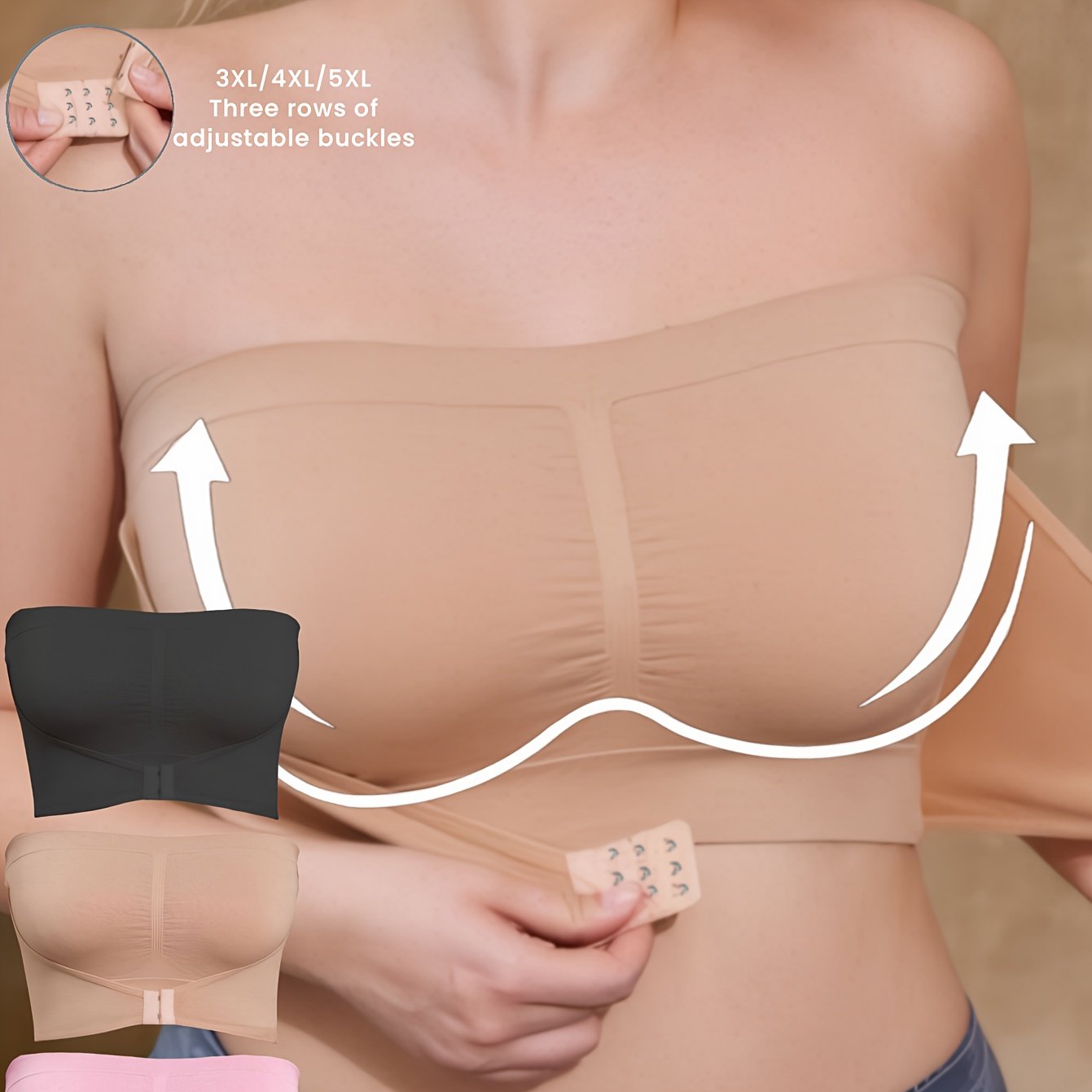 Women Plus Size Seamless No-Strap Sports Bras Pack Breathable Stretching Yoga Running