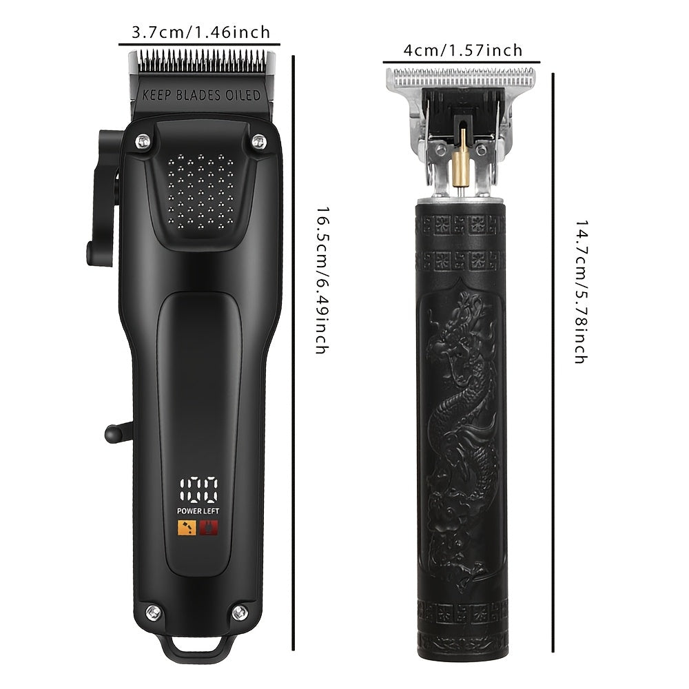 Cordless Men’s Hair Clippers with Digital Display Rechargeable Lithium Battery USB Charging Guide Combs