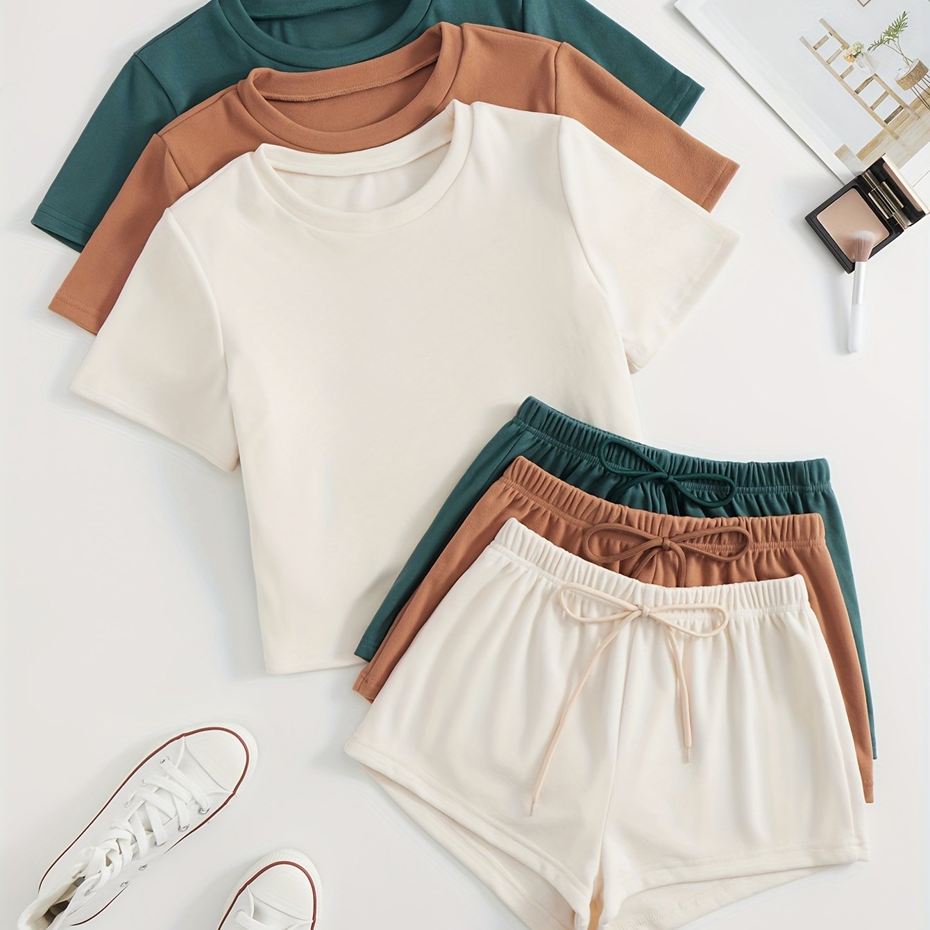 Velvet Women's Loungewear Set Short Sleeve Top and Shorts Multiple Colors