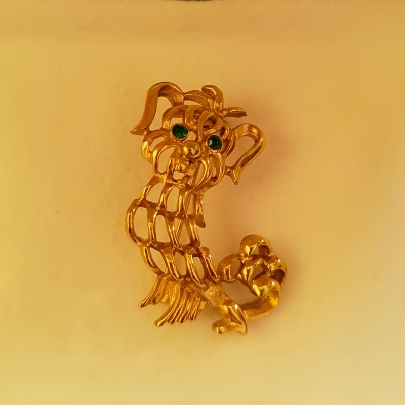 Vintage Baroque Enamel Puppy Brooch, 1pc - Adorable Animal Pin Badge for Women's Fashion Accessory by ESSHPULE