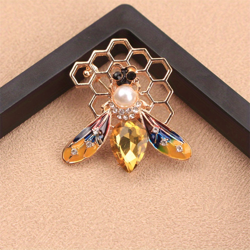 Rhinestone Bee Brooch Pin Irregular Shape Jewelry for Women and Girls
