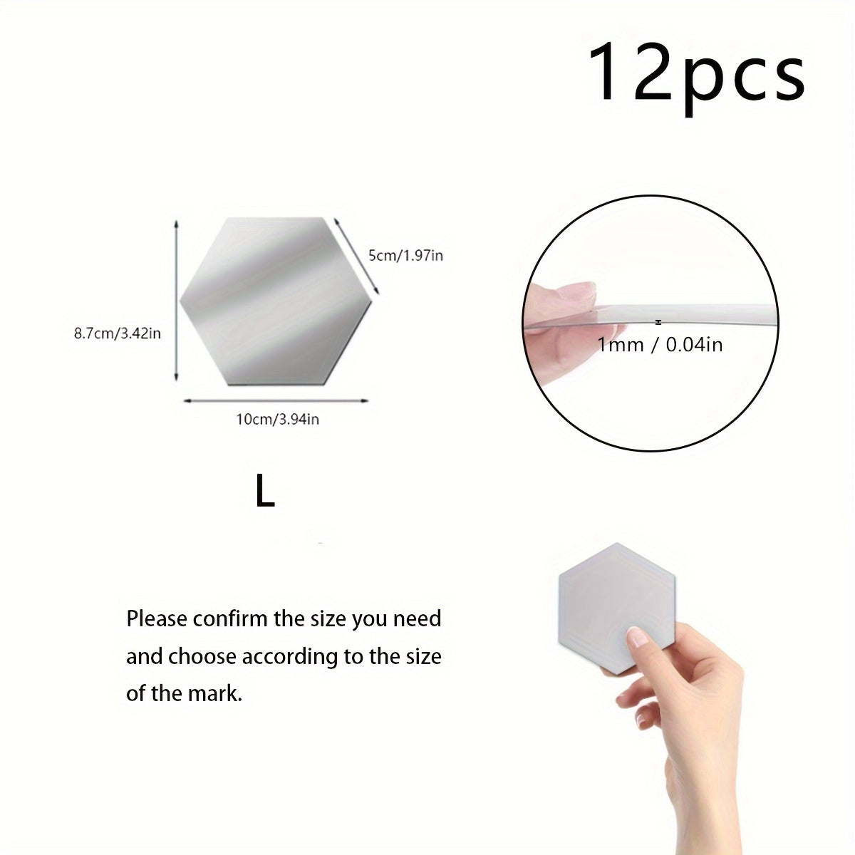 Hexagonal 3D Mirror Wall Stickers for Home Decor, DIY, Modern Design