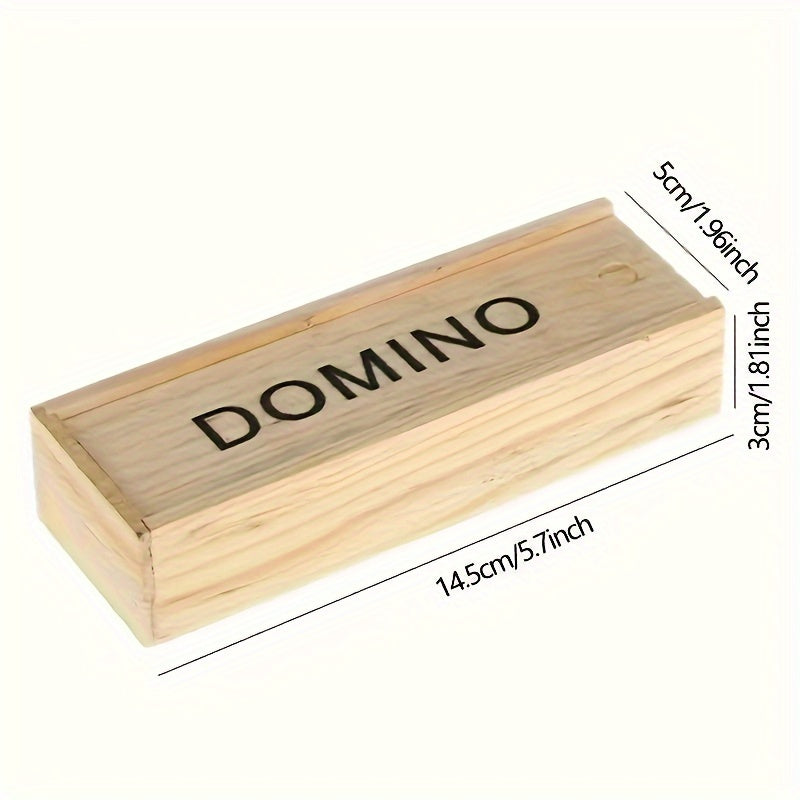 28-Piece Wooden Dominoes Set in Black with Storage Box for Ages 14 and Up