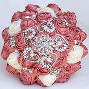 Handmade Rose Bridal Bouquet with Satin Flowers for Weddings and Parties