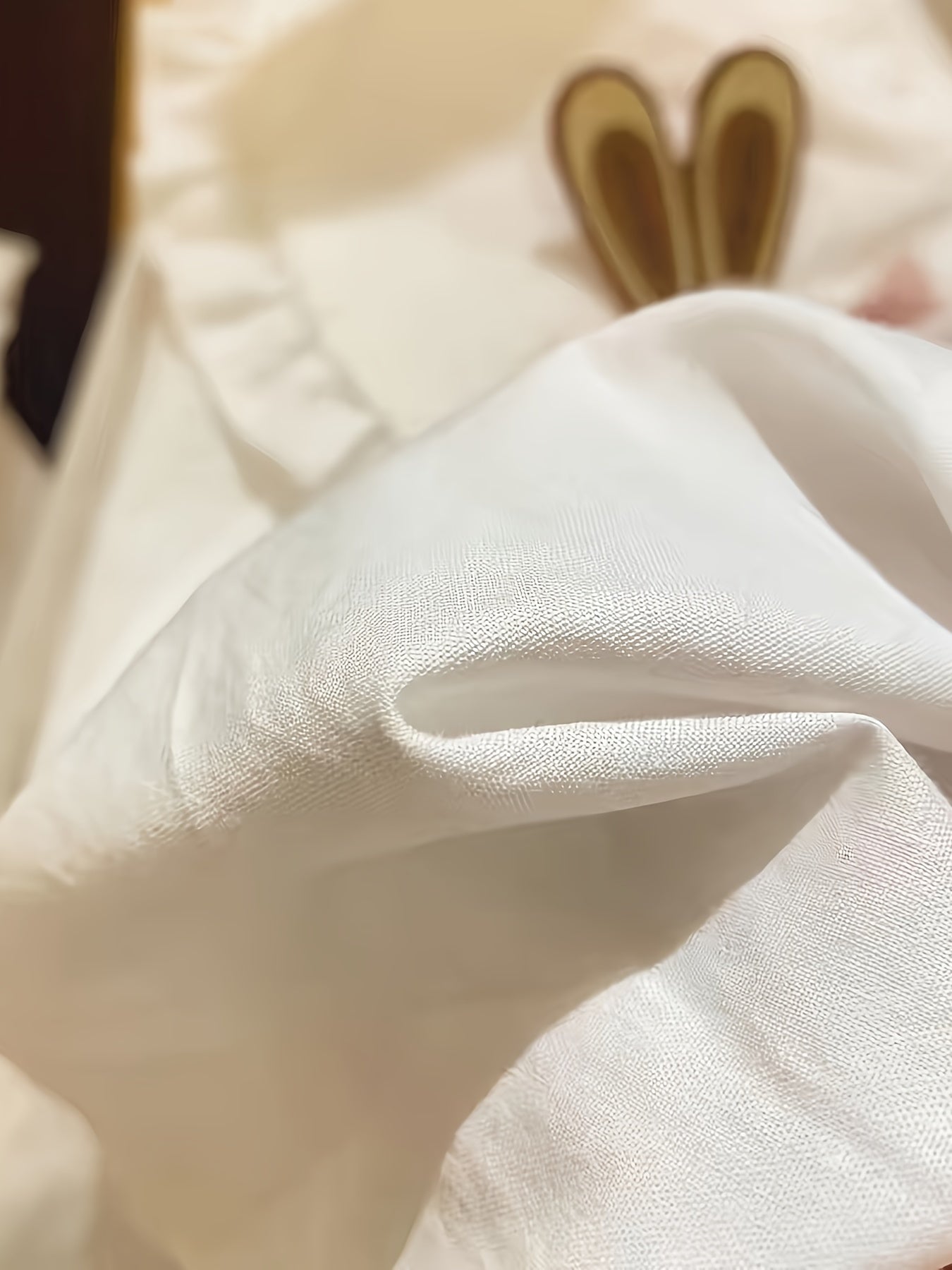 Детская хлопковая блузка с кроличьим узором и воротником-куклой