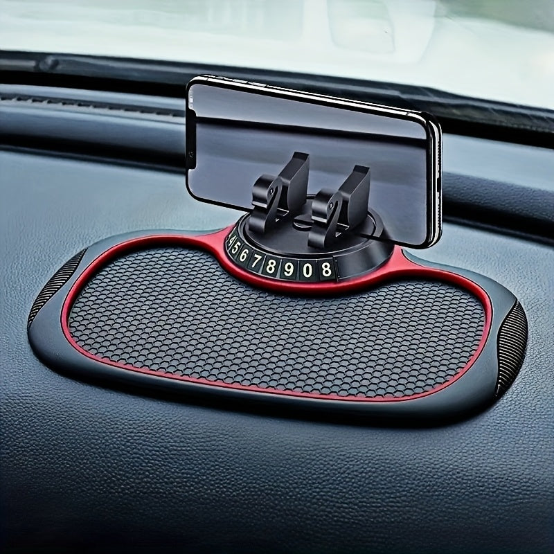 Многофункциональный держатель для автомобильного телефона с вращающимся на 360° шарниром и противоскользящим ковриком на приборной панели