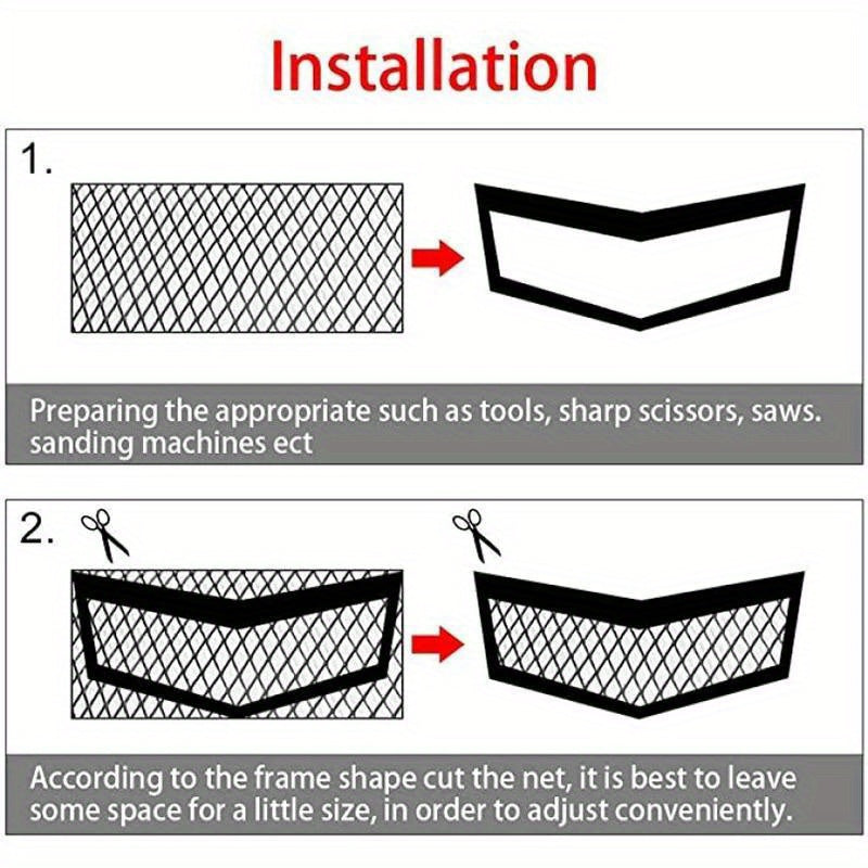 Herramienta universal de modificación de carrocería de vehículo, malla del parachoques delantero de aluminio con diamantes, rojo y azul