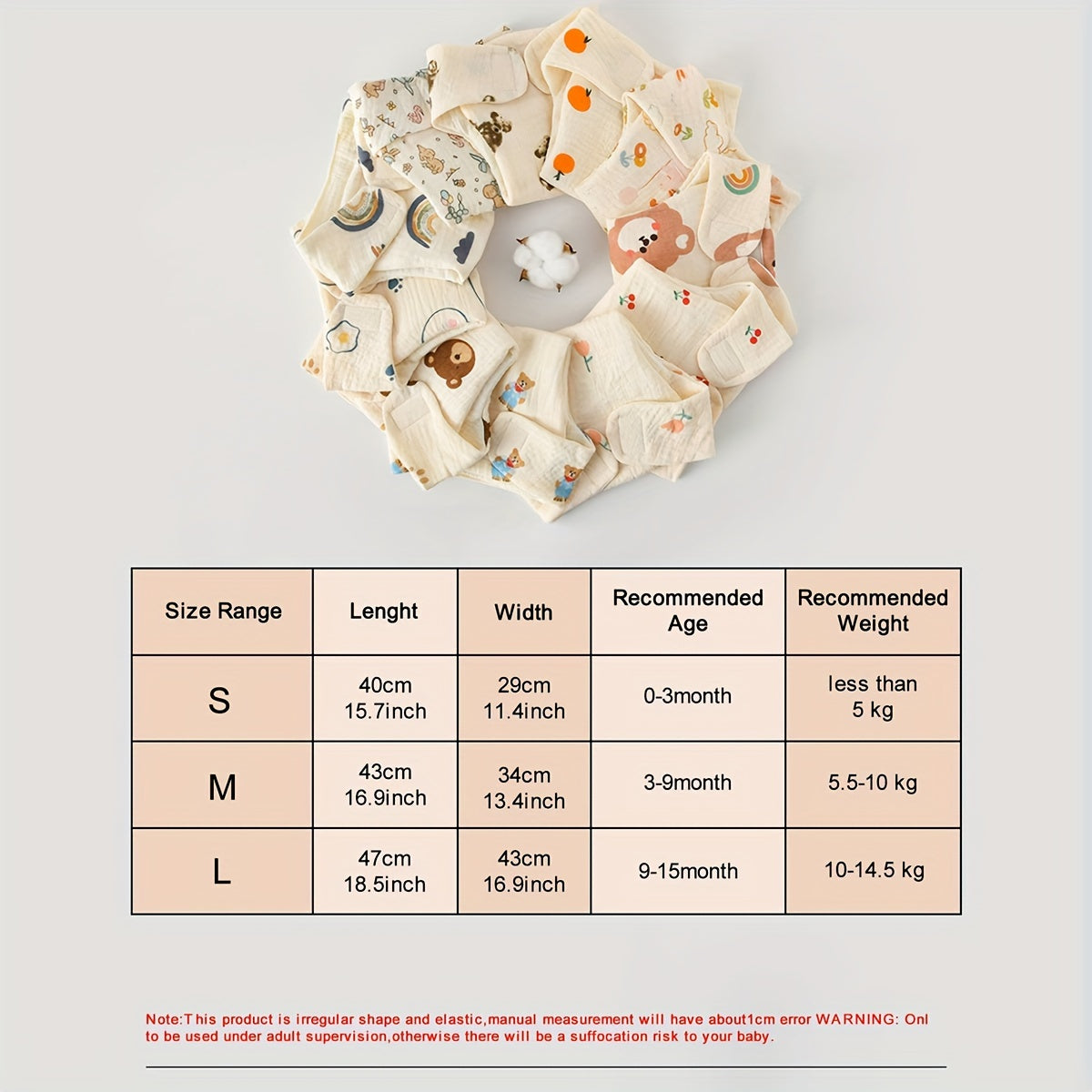 Pañales de entrenamiento de gasa reutilizables suaves para niños con diseños de dibujos animados