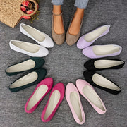 Women's Slip-On Flats Soft Fabric Upper Rubber Sole Comfortable Round Toe Multi-Color