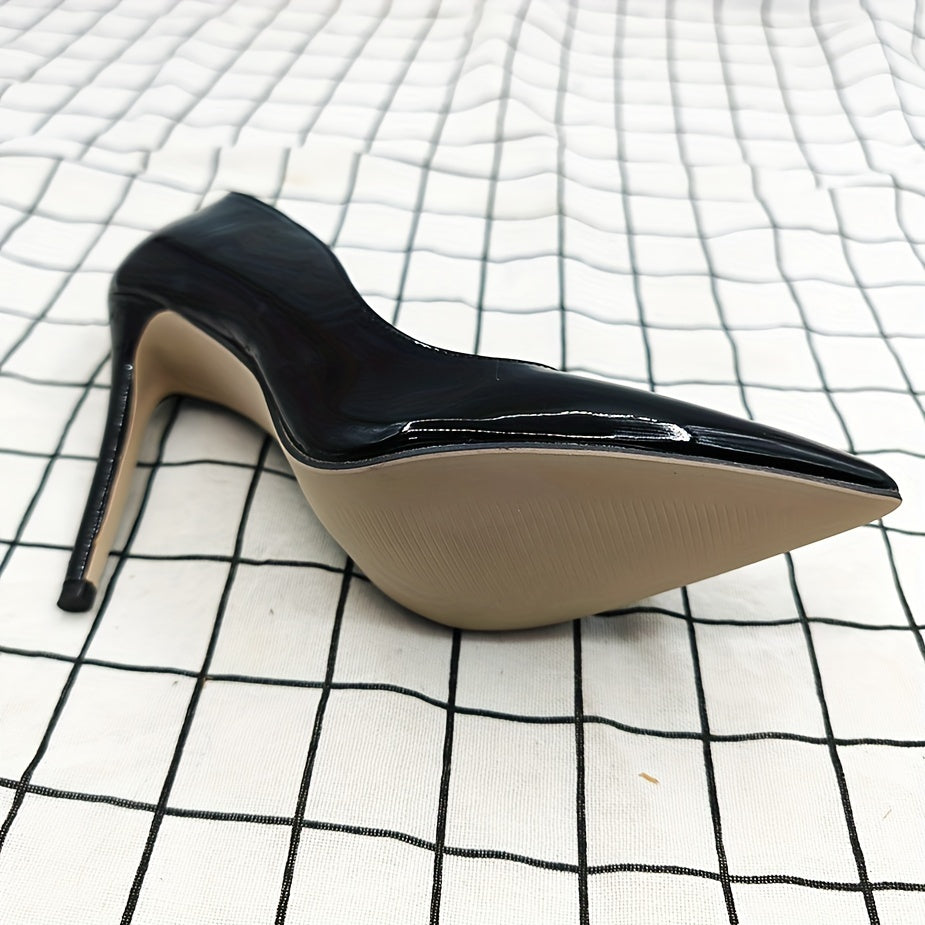 Women's Black Slip-On Pointed Toe Pumps for Office and Dress
