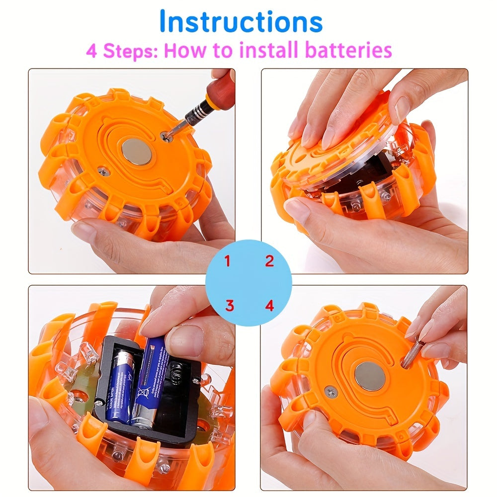  bengala de emergencia LED con base magnética y múltiples modos de destello