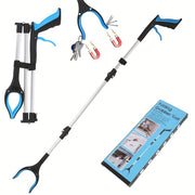 Portable trifold garbage clip with long handle for sanitation cleaning