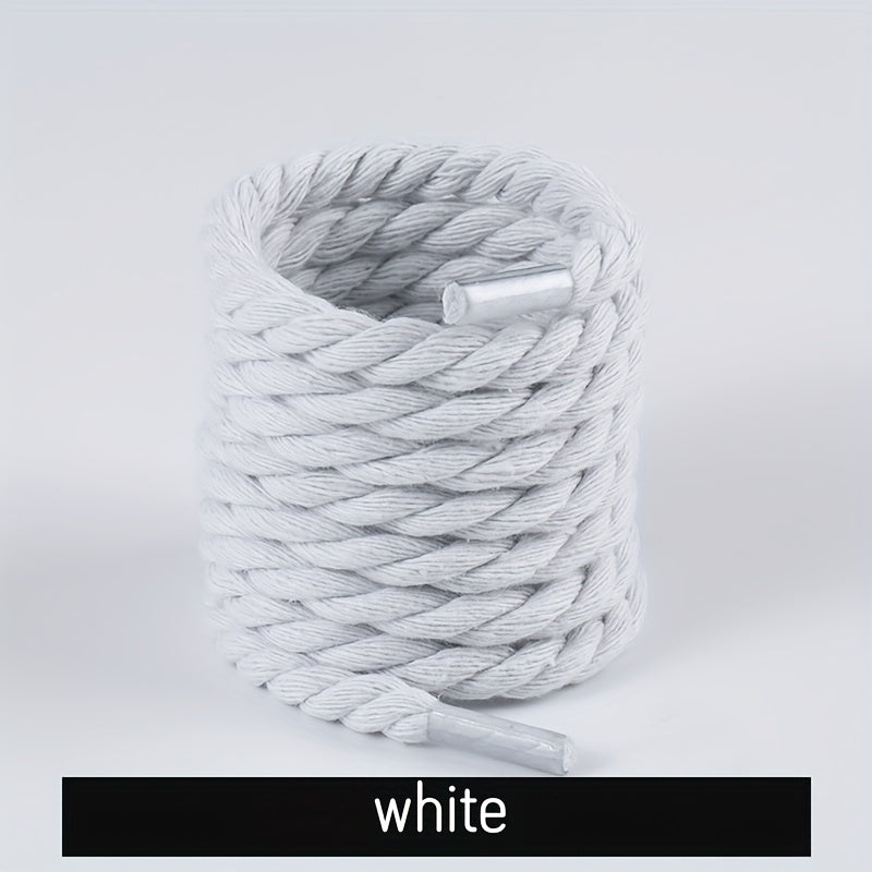 Unisex Braided 8mm Shoelaces 120cm Solid Color Casual Sports