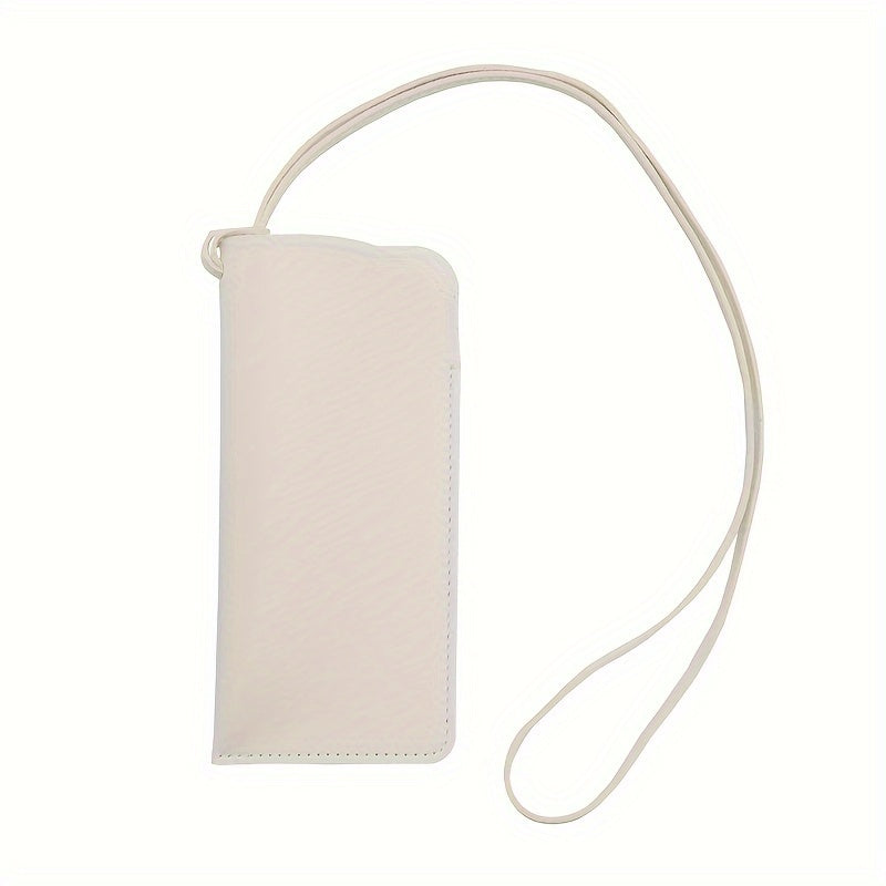 Faux Leather ko‘zoynaklar sumkasi, konkav shakl va osma bo‘yin lanyard bilan, zamonaviy to‘g‘ri rang