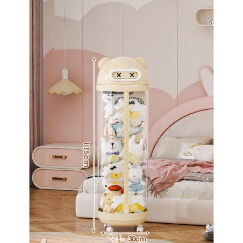 Multifunctional Toy Storage Organizer with Rotating Wheel Zipper and Spring Cover