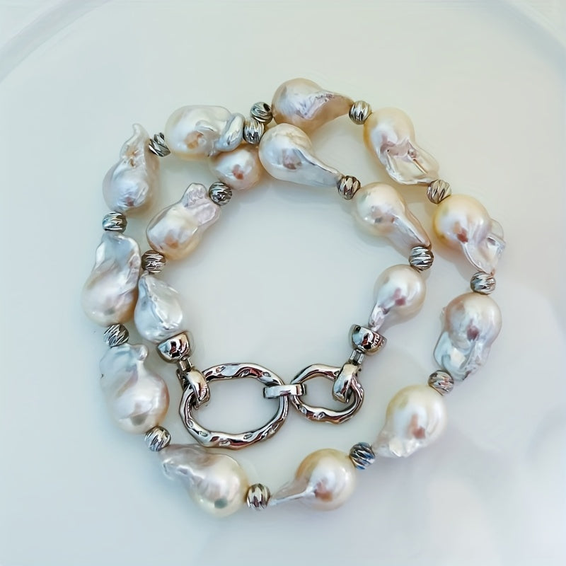 Freshwater Pearl Necklace 14mm-18mm White Baroque Handcrafted Jewelry for Mothers Day and Celebrations